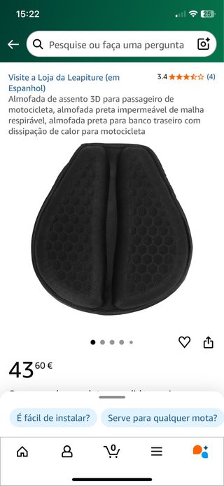 Almofada de assento 3D para moto