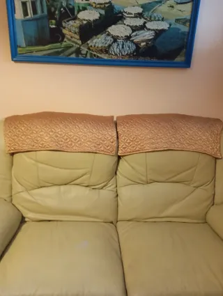 Pareja Sillones Reclinables Piel Beige