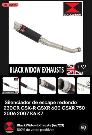 Escape Suzuki GSXR 600/750 2007 marca black widow