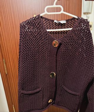 Chaqueta punto Zara morada talla L