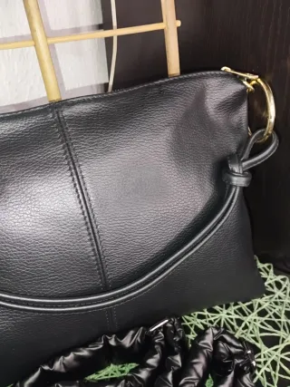 Bolso Piel Negro Hombro The Genuine Leather