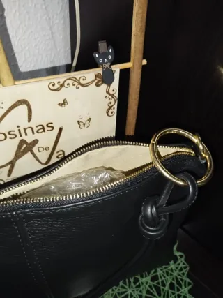 Bolso Piel Negro Hombro The Genuine Leather