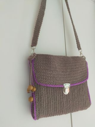 Conjunto Bolsas Crochet Mujer Marrón y Morado