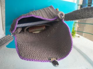Conjunto Bolsas Crochet Mujer Marrón y Morado