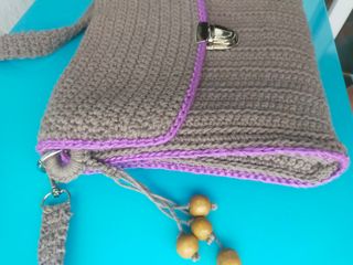 Conjunto Bolsas Crochet Mujer Marrón y Morado