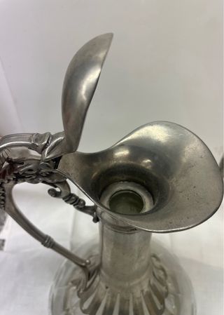 Jarra Vintage Cristal/Estaño Asa Dragón