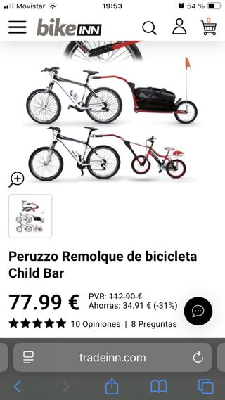 Remolque de bicicleta Peruzzo Child Bar