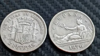 2 Pesetas Plata Gobierno Provisional 1870  74*