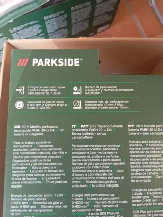 Martillo Taladro Percutor Parkside 20V completo