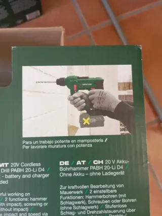 Martillo Taladro Percutor Parkside 20V completo