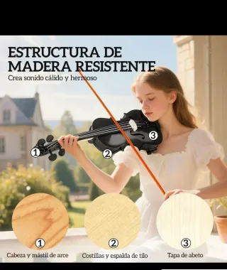 Violín 4/4 Negro Completo