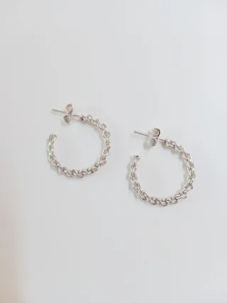 Pendientes Aro Plata Cadena