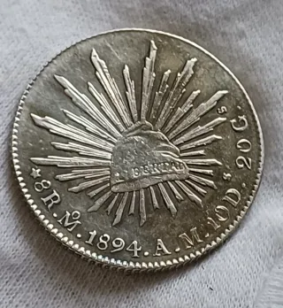 8 Reales Plata México 1894