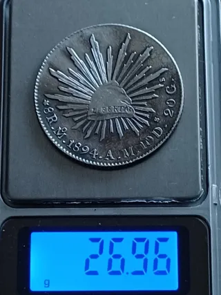 8 Reales Plata México 1894