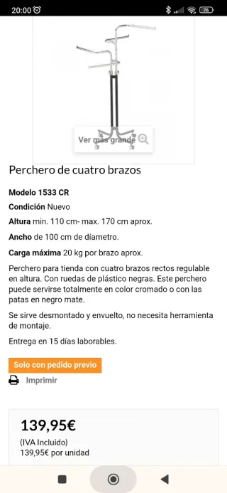 Burro Perchero Tienda Metálico Ruedas