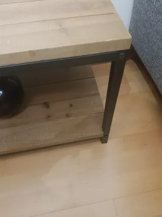 Mesa auxiliar madera y metal 0.60x0.40x0.40