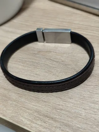 Pulsera Tommy Hilfiger Cuero Marrón y Plata