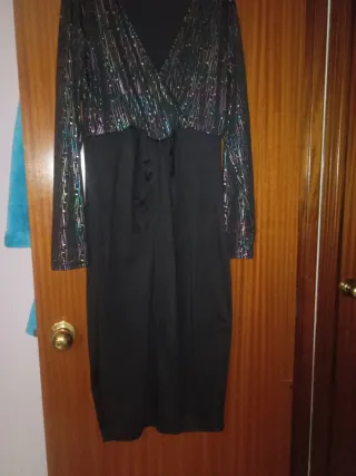 Abito da festa donna nero e multicolore