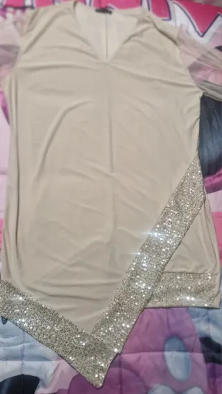 Abito donna elegante beige oro taglia unica