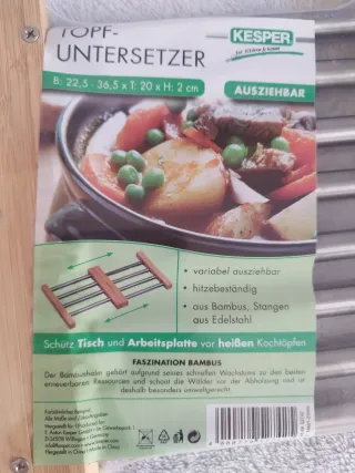 Salvamanteles Kesper Extensible Bambú y Metal