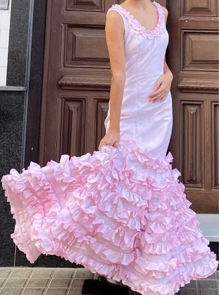 Traje de flamenca rosa talla 34 PRECIOSO