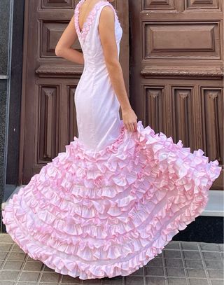 Traje de flamenca rosa talla 34 PRECIOSO