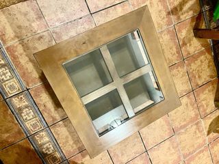 Mesa de centro nogal con cristal