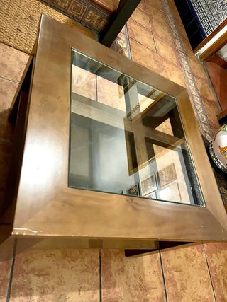 Mesa de centro nogal con cristal