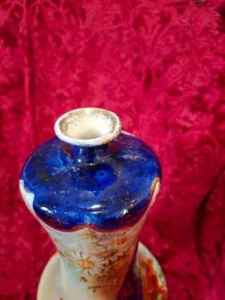 Jarrón Vintage Años 50 Flores y Oro