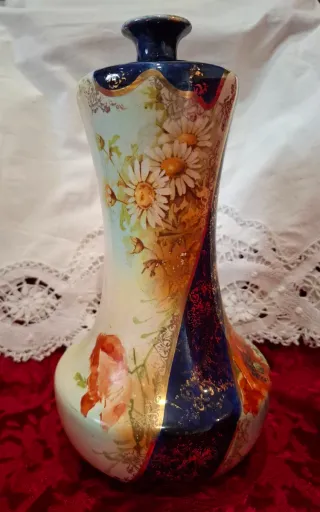 Jarrón Vintage Años 50 Flores y Oro