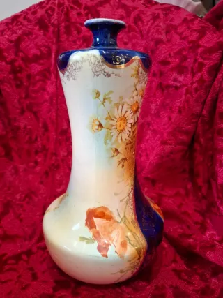 Jarrón Vintage Años 50 Flores y Oro