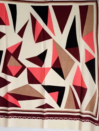 Bufanda / Pañuelo Geométrico tonos burdeos y beige