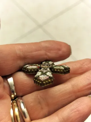 Croce antica ottone micromosaico Roma