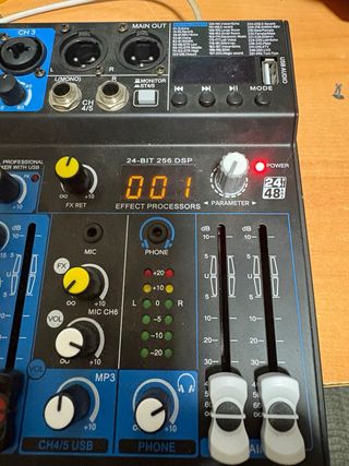 Mezclador de audio 6 canales con USB