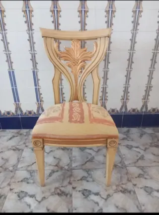 Set di 6 sedie beige e dorate