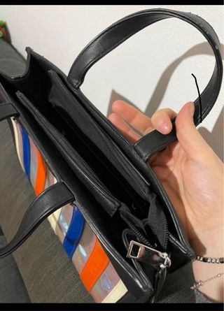 Borsa shopper a righe multicolore