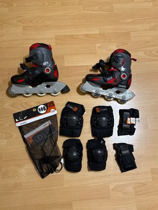 Patines en línea Oxelo niño con protecciones.