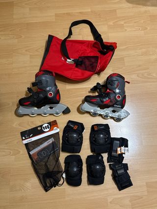 Patines en línea Oxelo niño con protecciones.