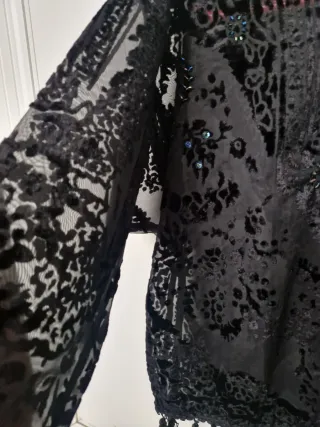 Blusón Desigual Terciopelo Devoré Flecos nuevo