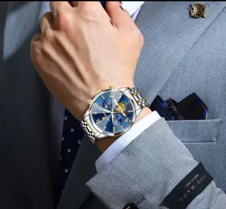 Reloj POEDAGAR Hombre Azul y Dorado