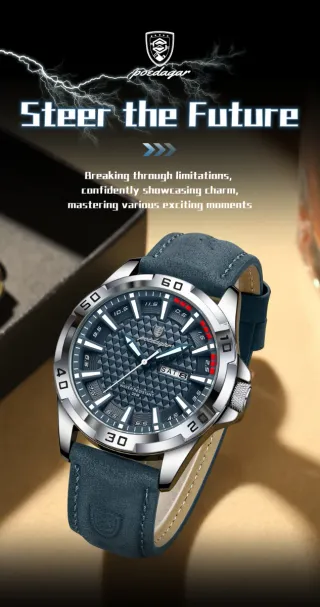 Reloj Poedagar Hombre Azul y Plateado