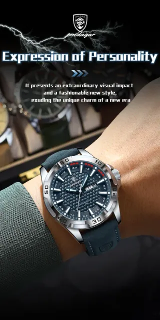 Reloj Poedagar Hombre Azul y Plateado