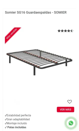 Somier 135cm Negro Metal