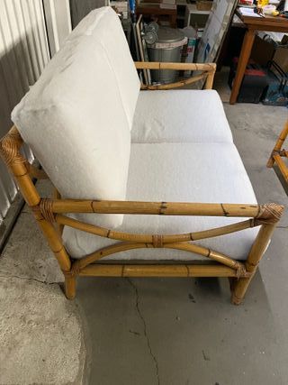 Sofá y mesa centro bambú original vintage