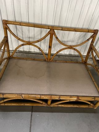 Sofá y mesa centro bambú original vintage