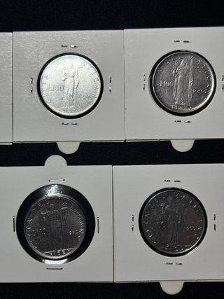 Lotto 8 monete 100 Lire Città del Vaticano