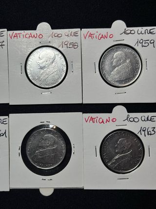 Lotto 8 monete 100 Lire Città del Vaticano