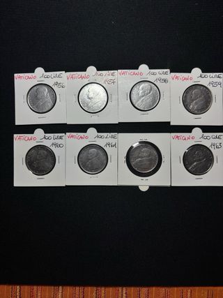 Lotto 8 monete 100 Lire Città del Vaticano