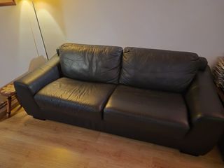 Sofá de piel negro/marrón