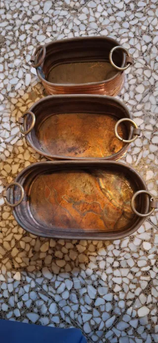 Lotto 3 contenitori in rame